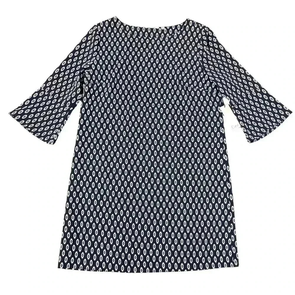 Dex Dress Size Large Navy White Geometric Mini Business Church Lined Lightweight